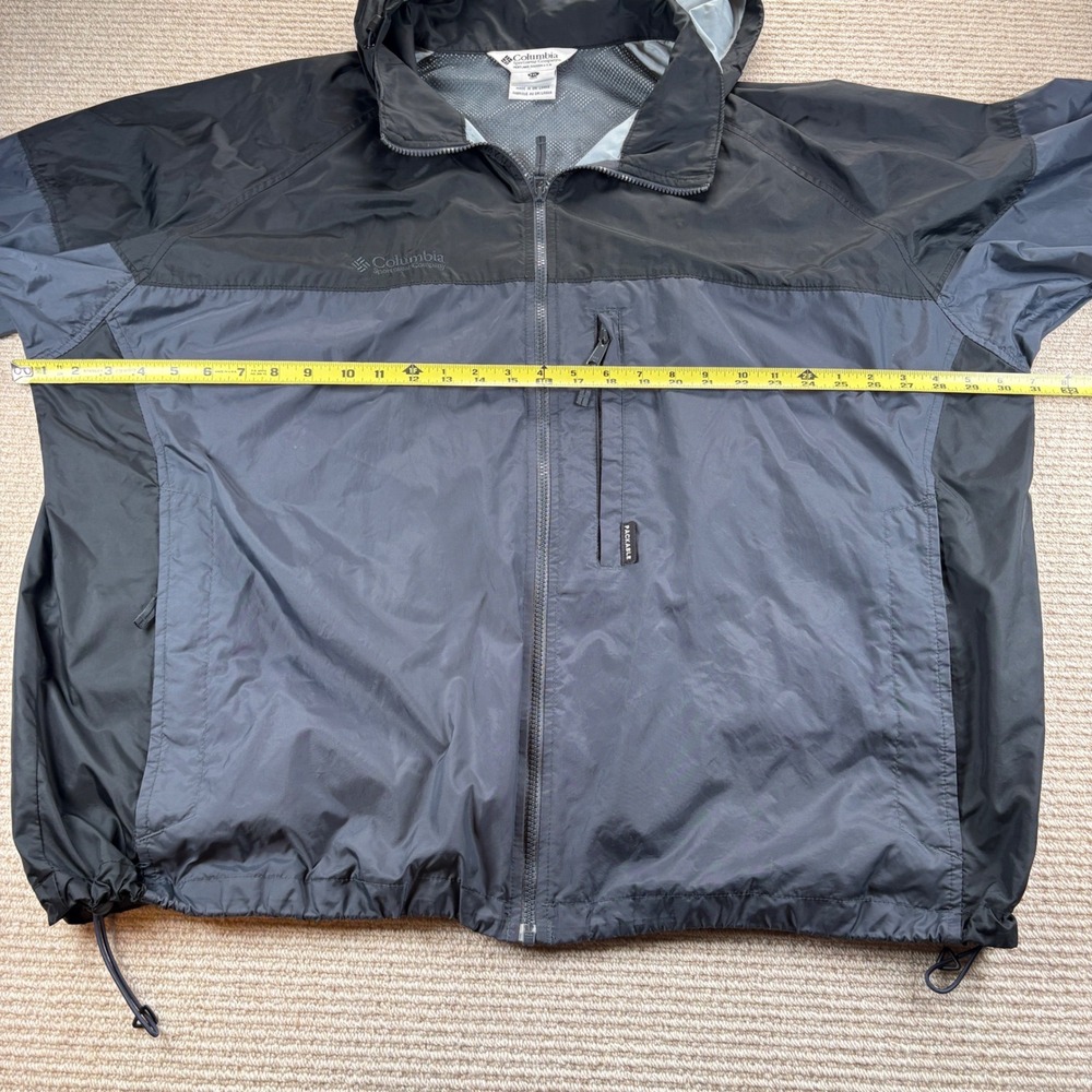 Columbia Windbreaker Mens XXL Rain Jacket Black Gray Packable Gorpcore Hiking - Picture 10 of 15